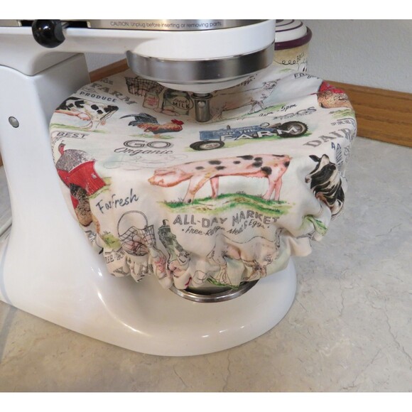 Kitchenaid Bowl Cover, Reversible Farm and Blue Gingham - Picture 6 of 6